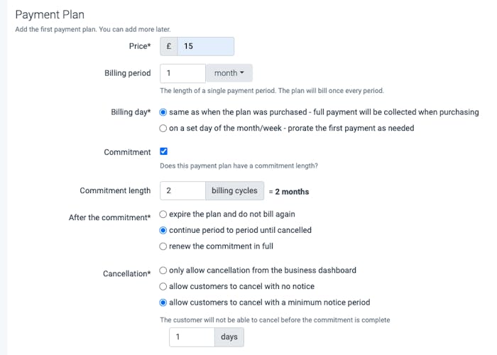 Billing and commitment length options
