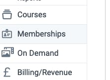 Memberships tab in teamup 