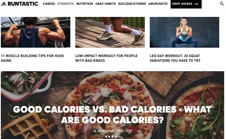 Runtastic homepage