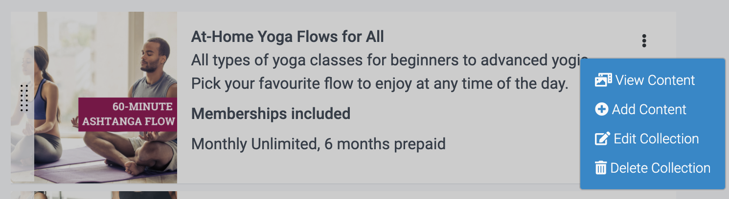 image of the on demand collection settings