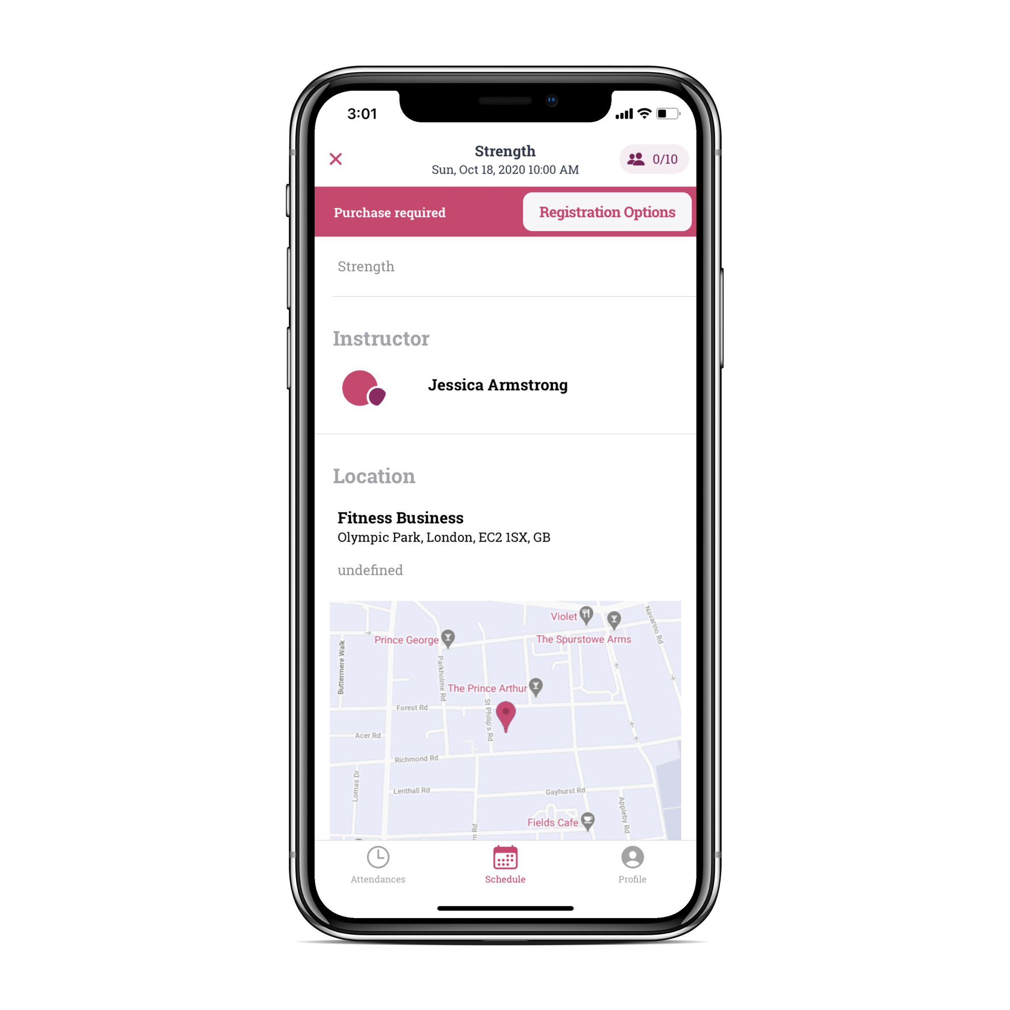 image of the member app class option page