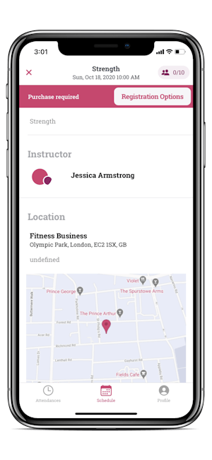 image of the member app class option page