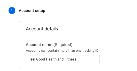 Part on of setting up your Google analytics account