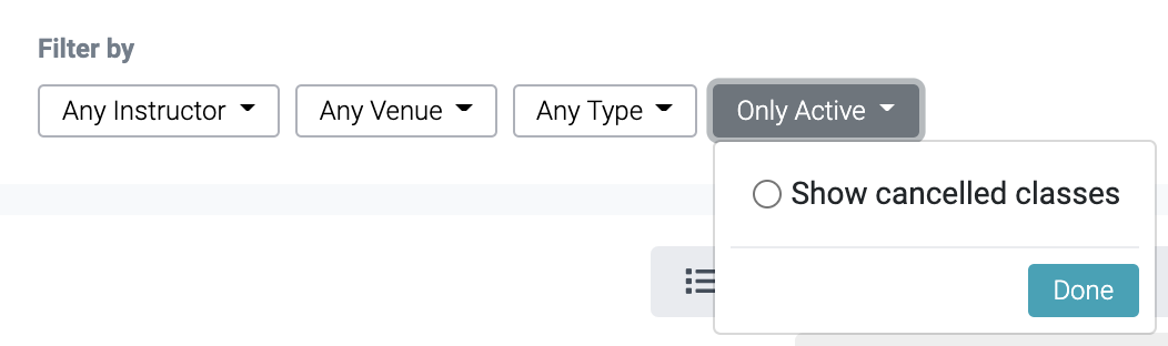 screenshot of status filter in the calendar