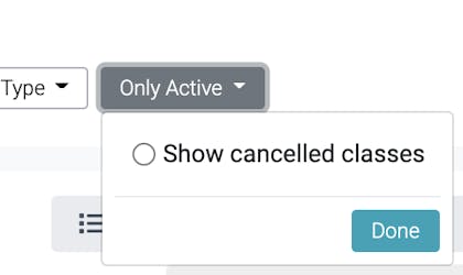screenshot of status filter in the calendar
