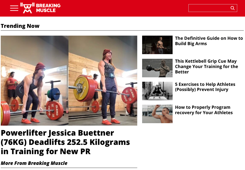 Breaking Muscle homepage