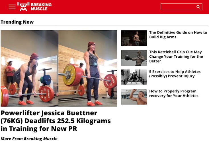 Breaking Muscle homepage