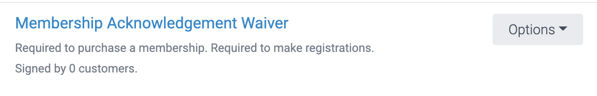 image of the membership acknowledgement waiver 