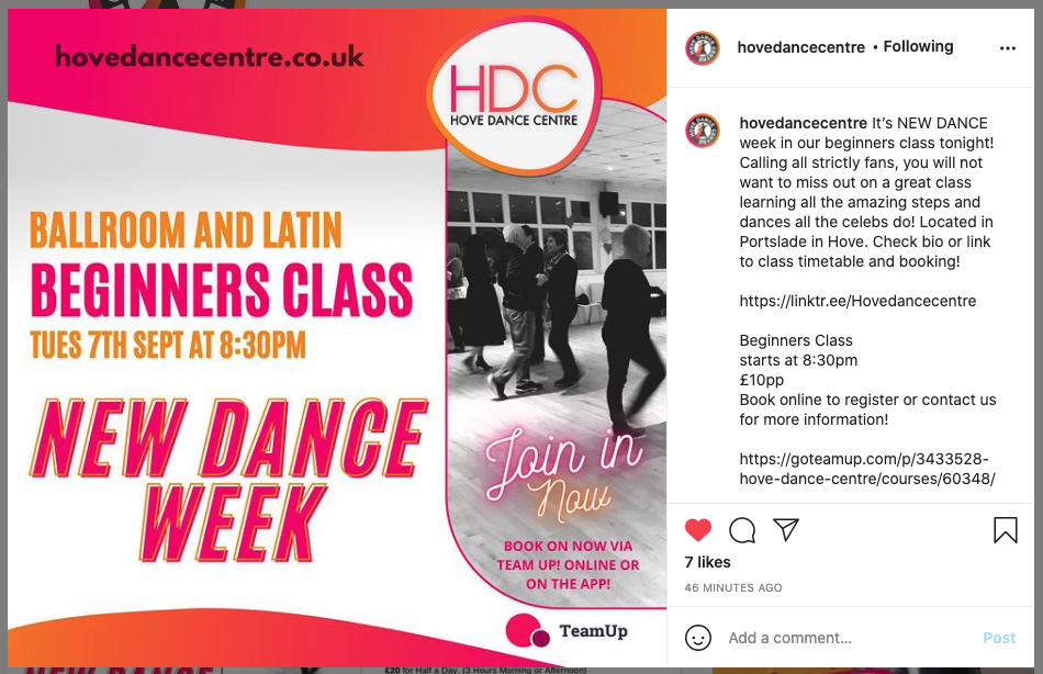 An Instagram post by Hove Dance Centre
