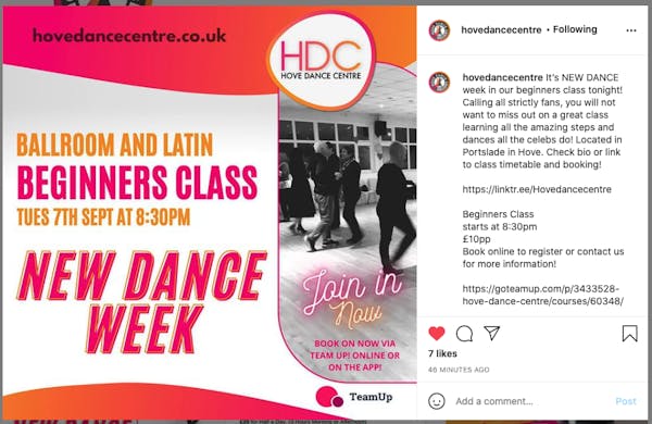An Instagram post by Hove Dance Centre