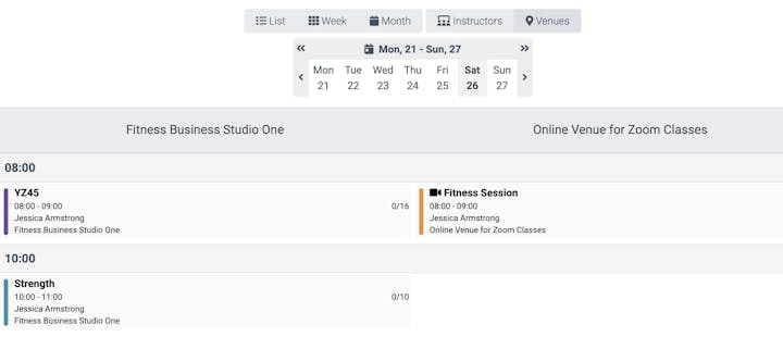 image of venue grouping in the calendar