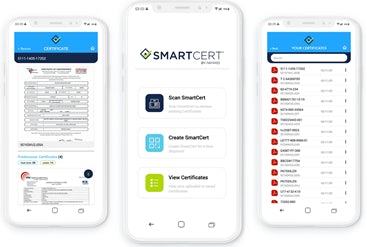 Screenshot of SmartCert® app.