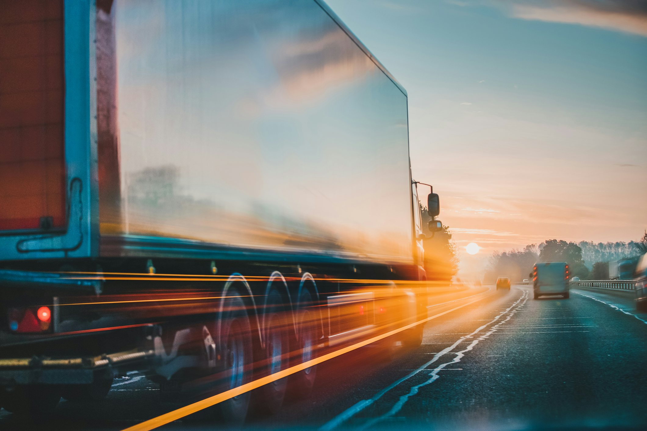 Truck driving on a highway.