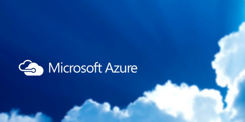Picture of sky with clouds and Microsoft Azure writing.