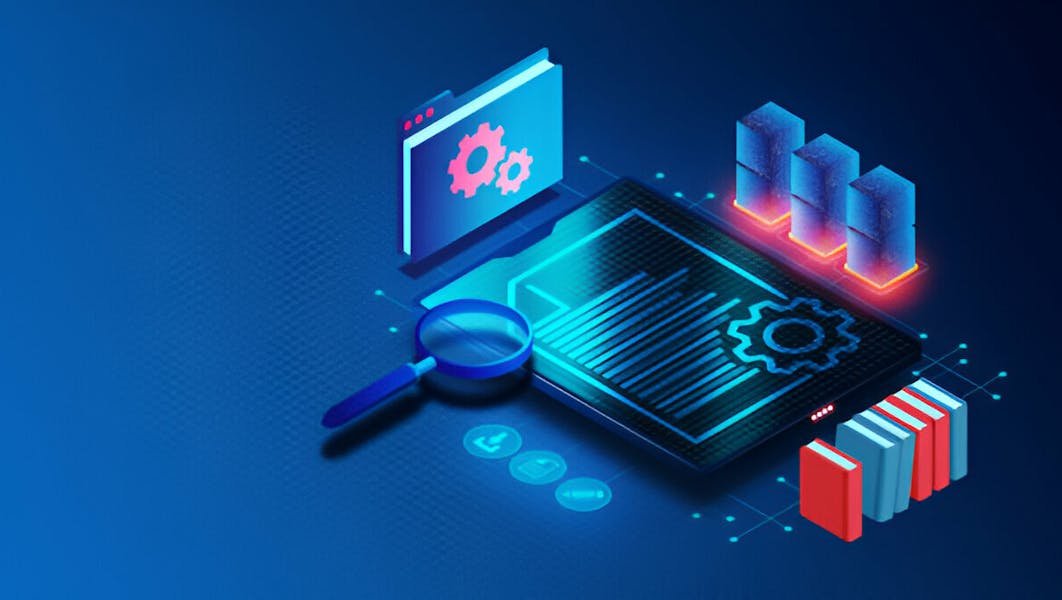 Document Management Software Concept - 3D Illustration stock illustration