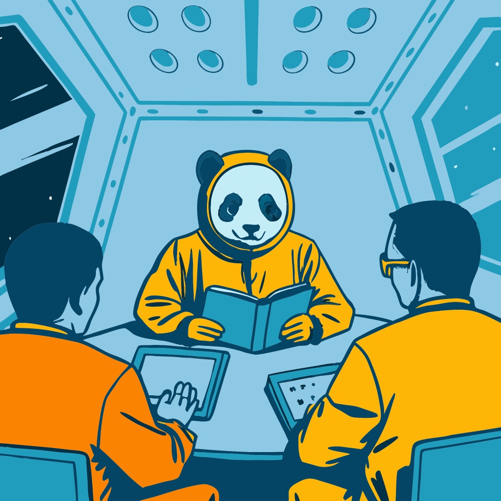 space library panda and humans
