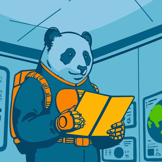 tech hero-panda reading a tablet