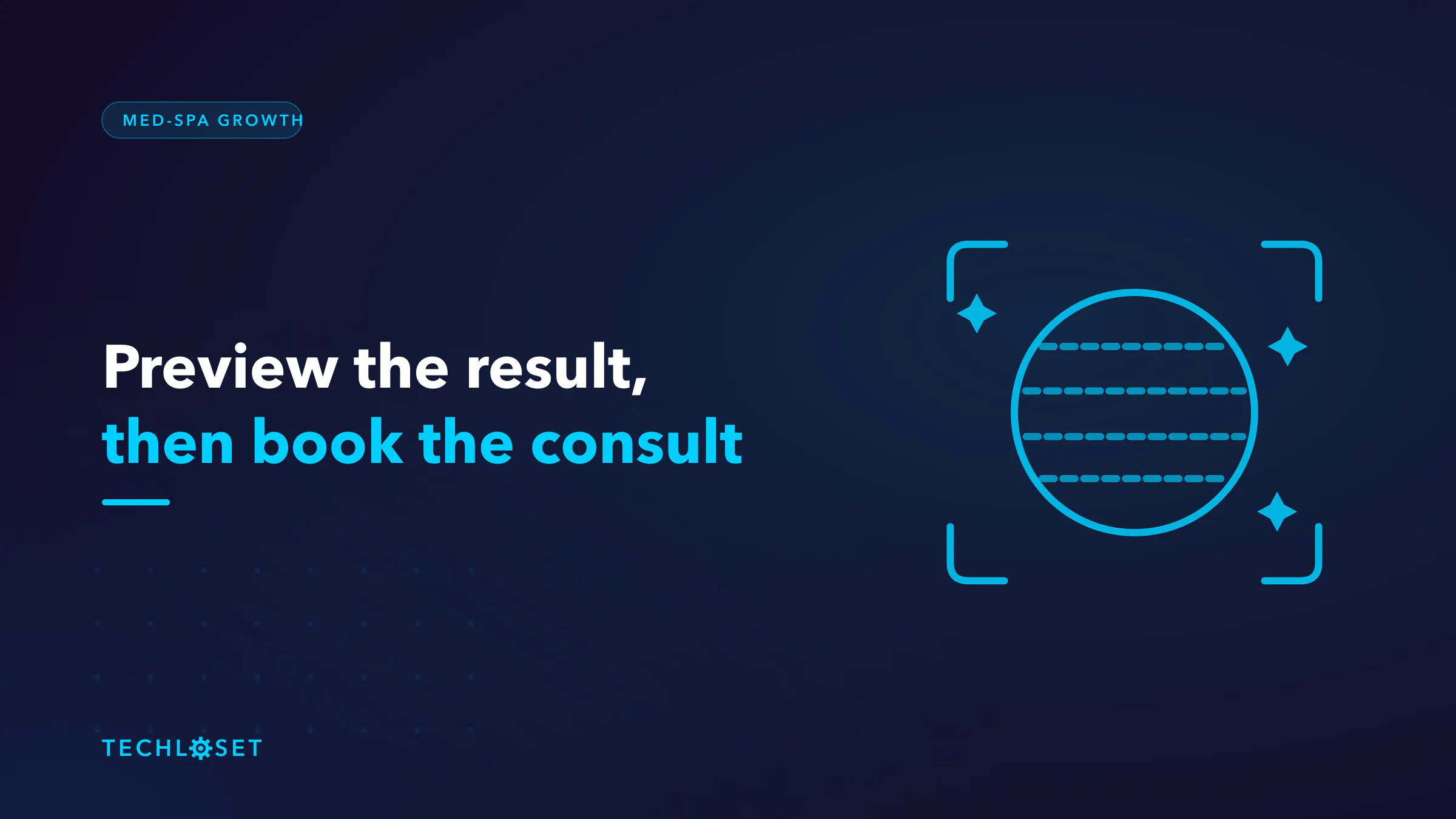 AI skin analysis scan frame — preview your potential results, then book your consult