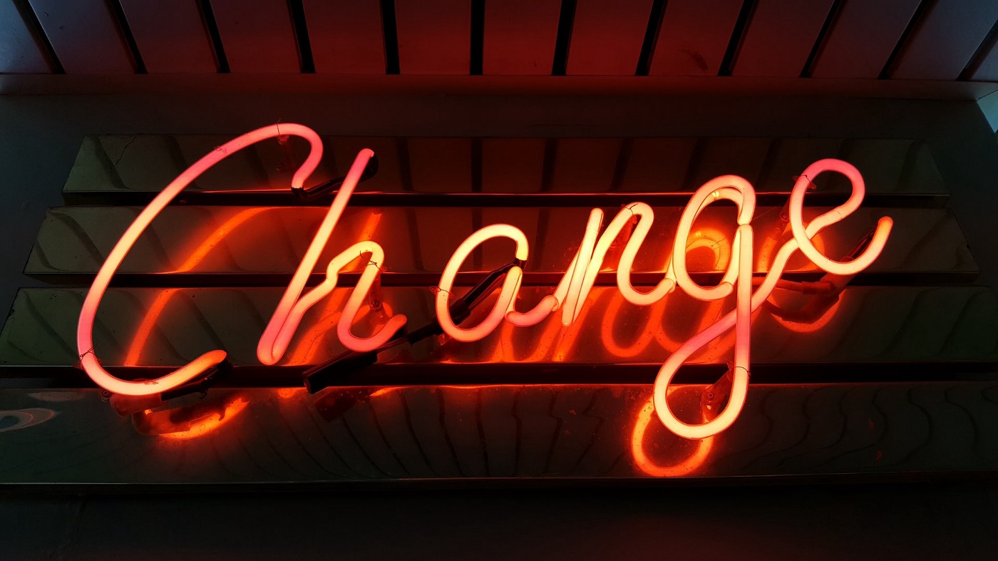 Neon sign saying "Change"
