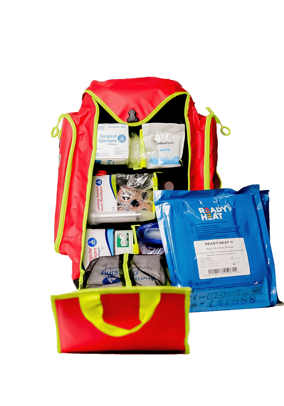 first aid rescue kit bag open