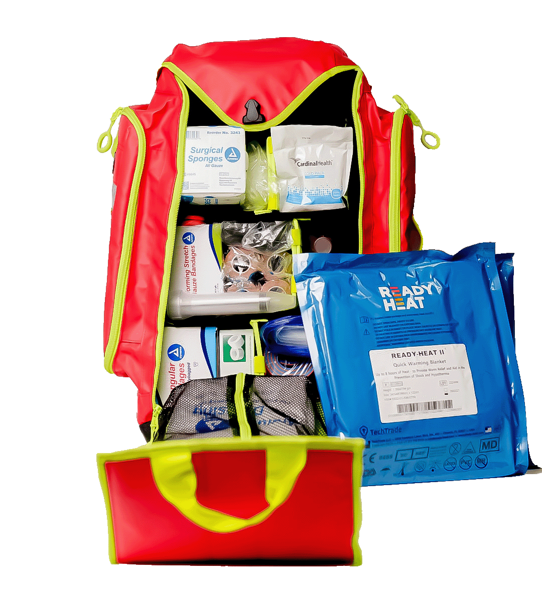 first aid rescue kit bag open