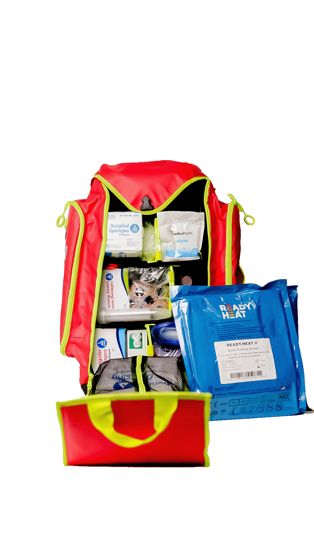 first aid rescue kit bag open