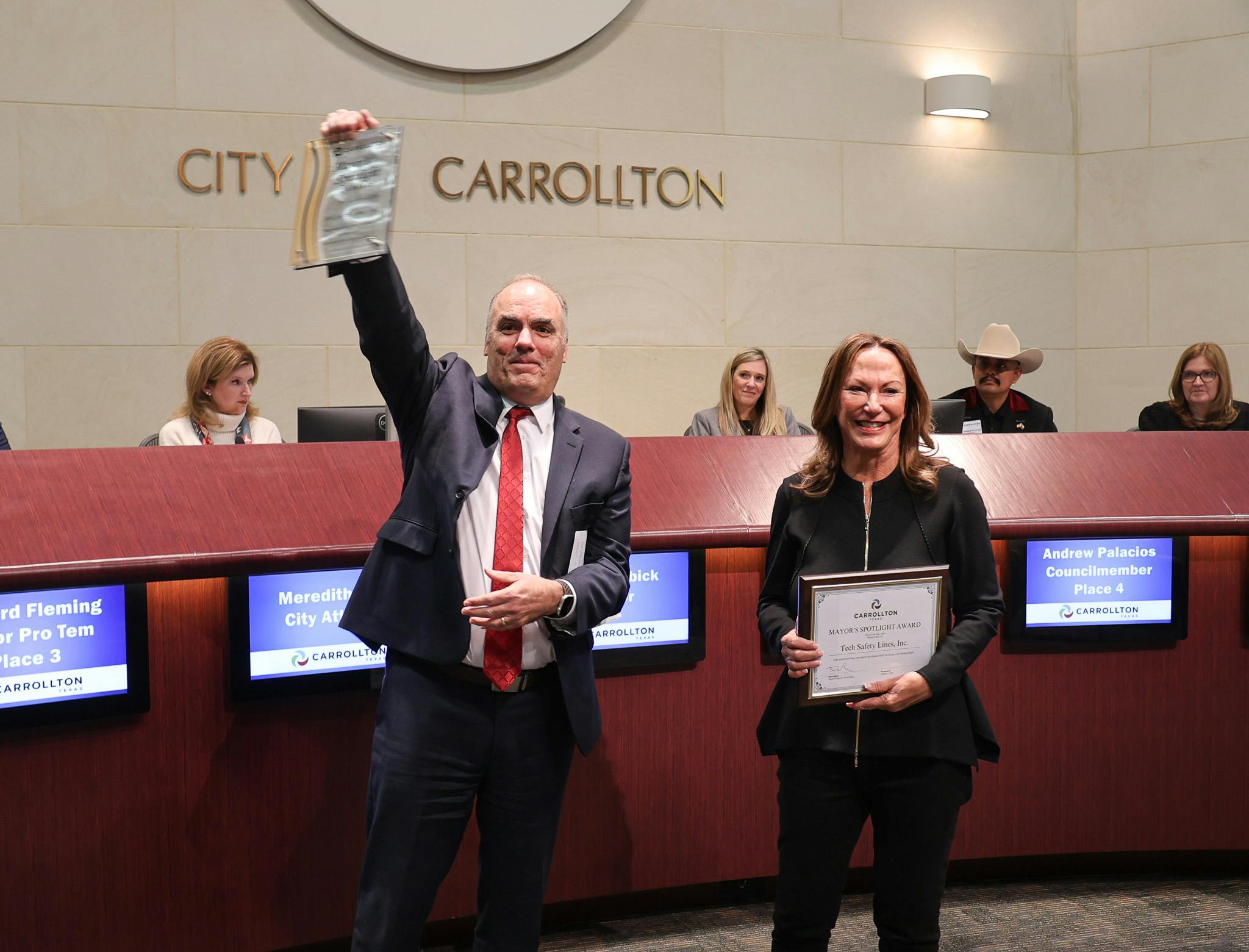 Diane Waghorne Accepting Award At City Hall