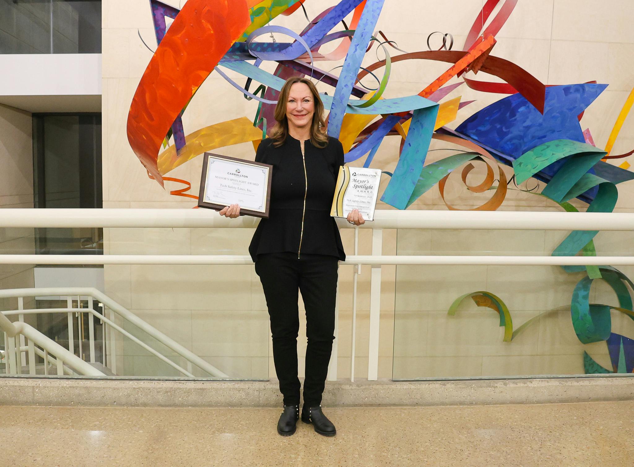 Diane Waghorne accepting the Mayor's Spotlight Award for TSL