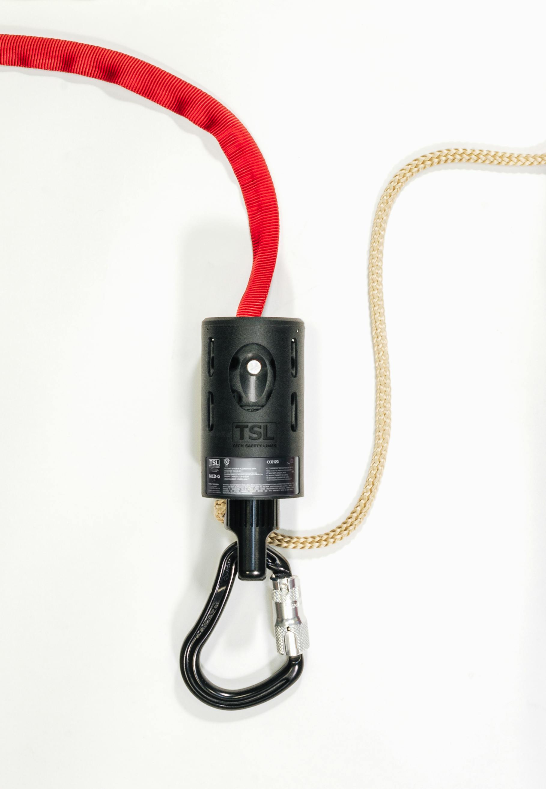 Military Compact Descender with Red Rope Attached