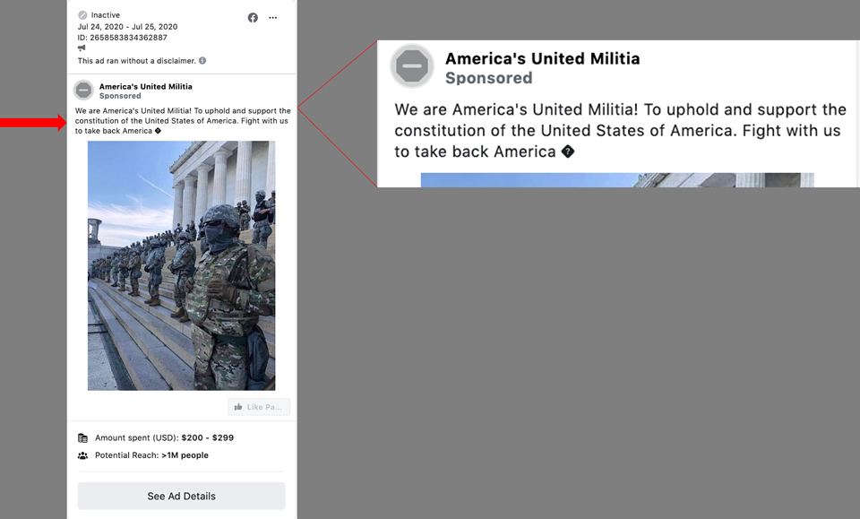 TTP - Facebook Ran Recruitment Ads for Militia Groups