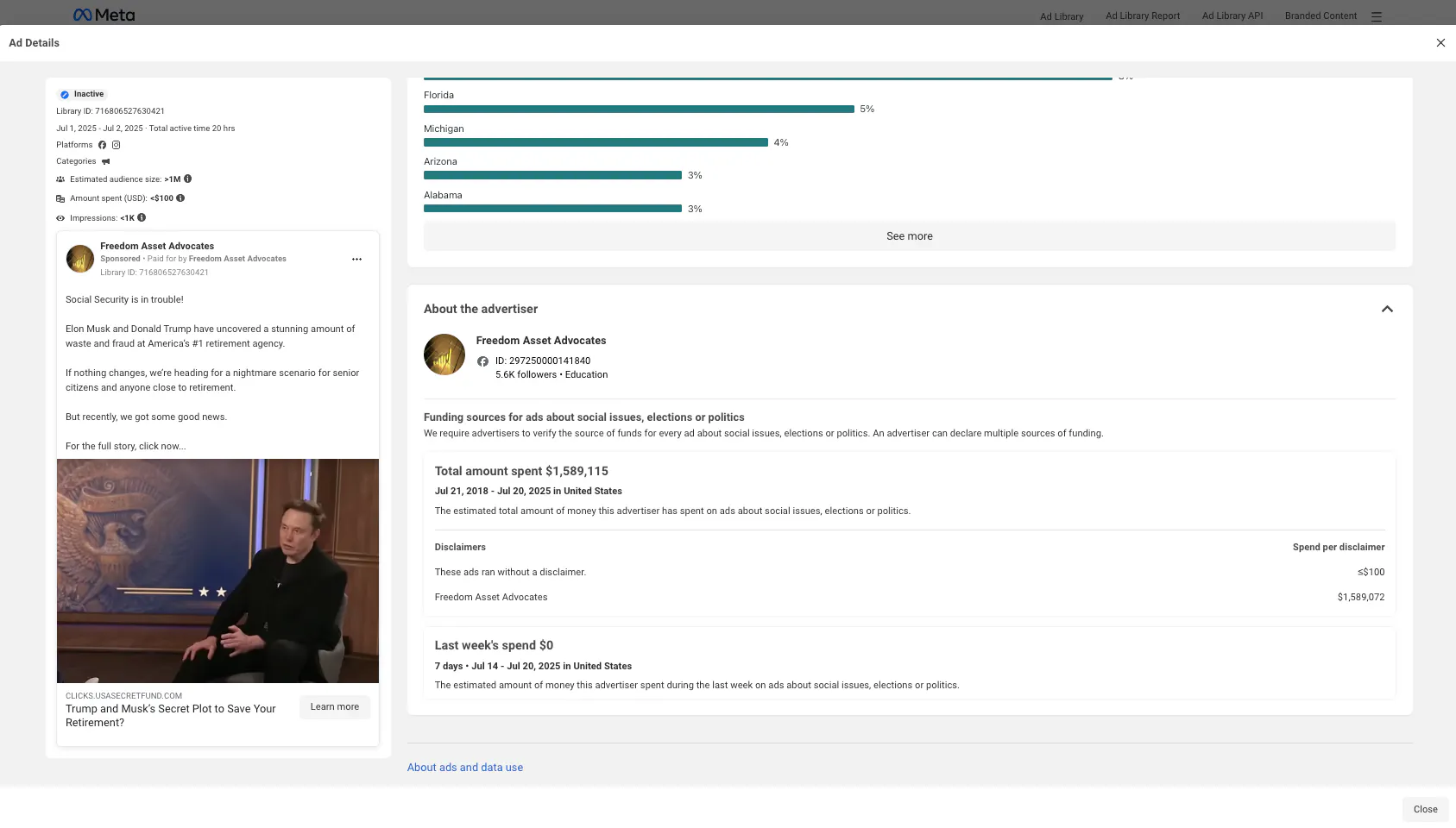 president trump ai scam ad
