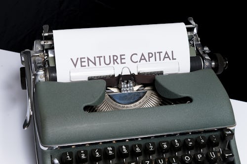 Manual typewriter with the words -Venture Capital.