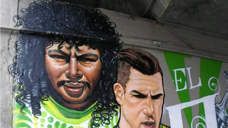 A mural of Rene Higuita
