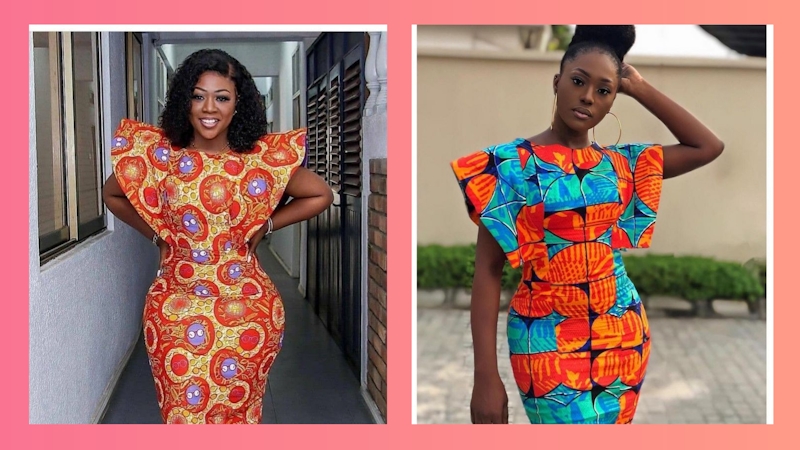 Asymmetrical with angel sleeves ankara aso ebi style