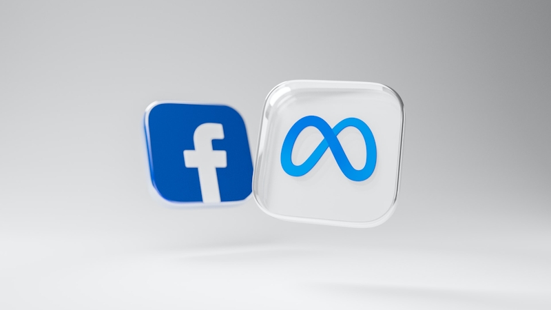 How to buy shares on Facebook: Facebook and Meta logo levitating