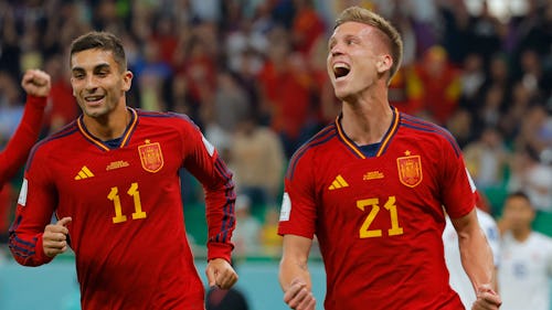 Spain celebrates their win against Costa Rica in the 2022 Qatar World Cup