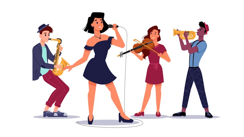 Illustration of top musicians performing