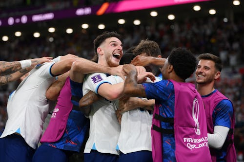 England team celebrating their victory against Wales