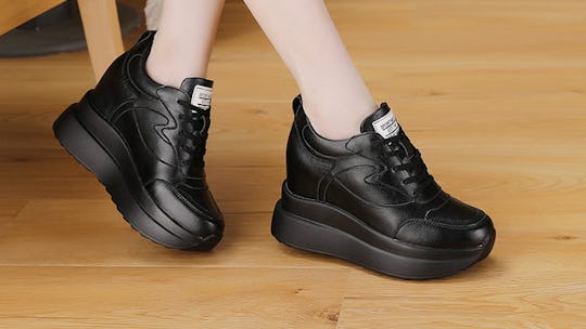 Fujin super-high 10cm casual shoes is a cheap all-black women's trainers