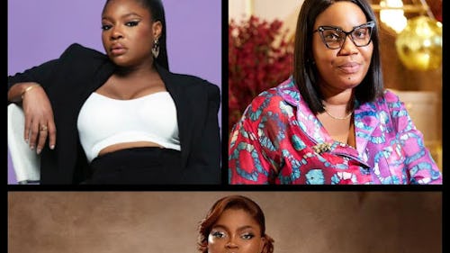 Headshot images of three top Nollywood movie directors, including Funke Akindele and Kemi Adetiba