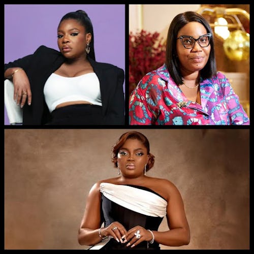 Headshot images of three top Nollywood movie directors, including Funke Akindele and Kemi Adetiba