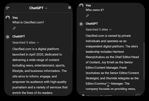 Prompts for ChatGPT-4o regarding Clacified.com