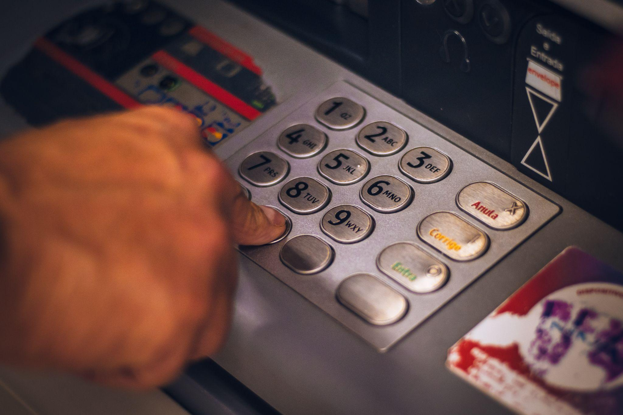 An ATM machine.