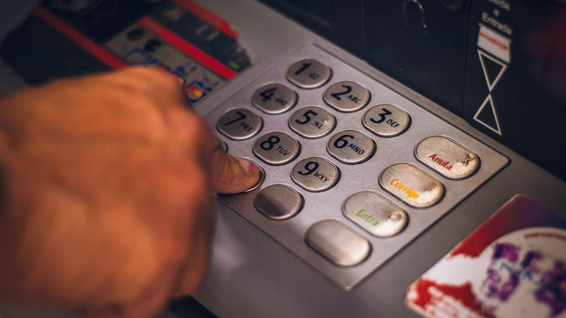 An ATM machine.