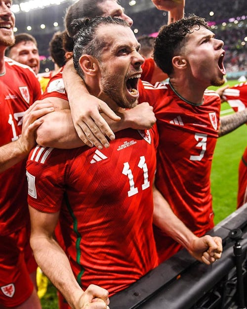 Gareth Bale celebrating his goal in the 2022 FIFA World Cup in Qatar