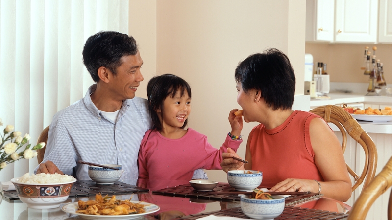 Family meal time with a child