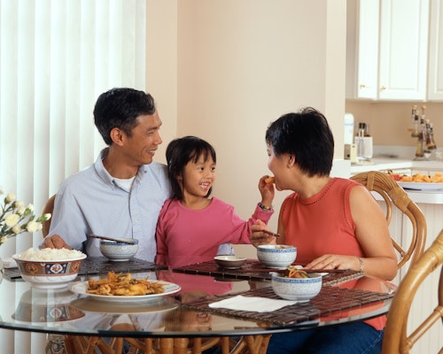 Family meal time with a child