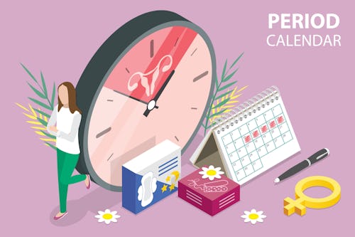 Illustration of a menstrual cycle calendar