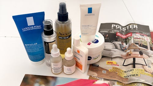 Image showing skincare products placed on a white table