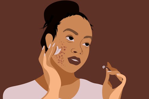 Vector illustration of a woman with pimples